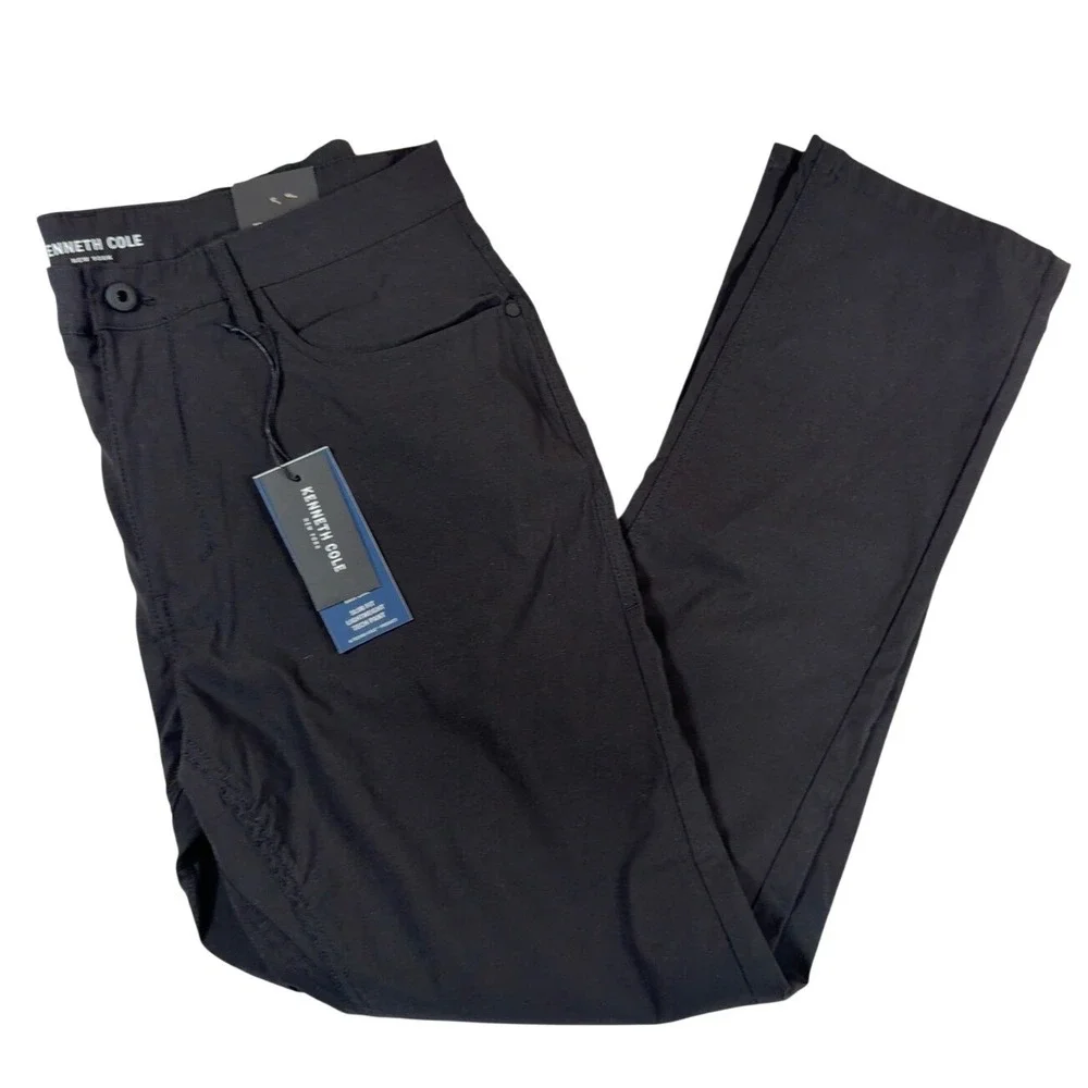 Kenneth Cole New York Mens Mobility Trouser Slim Fit Tech Pant Black 36x32 NWT